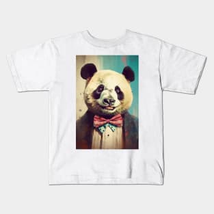 Smiling Panda Portrait Art Kids T-Shirt